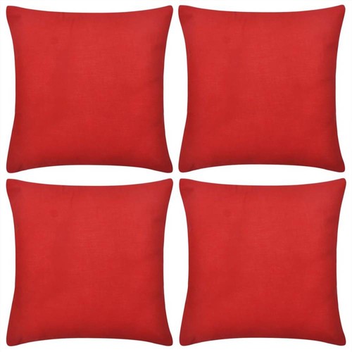 4 Red Cushion Covers Cotton 80 x 80 cm
