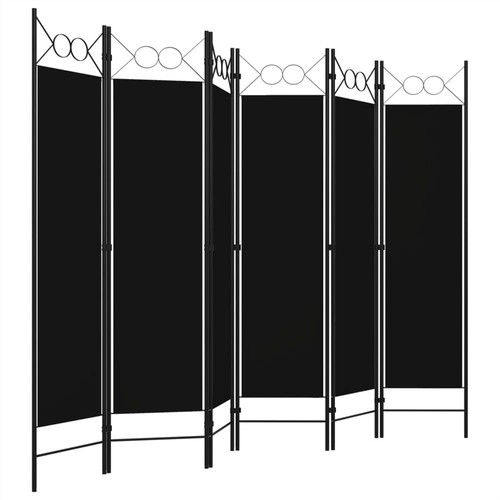 6-Panel Raumteiler Schwarz 240x180 cm