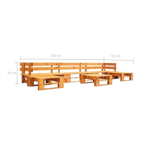 6-teiliges Garten-Paletten-Lounge-Set aus Holz, honigbraun