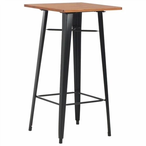 60x60x108 Cm Solid Pine Wood Steel, Wood And Steel Bar Table