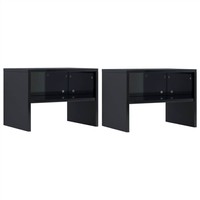 Bedside Cabinets 2 pcs High Gloss Black 40x30x30 cm Chipboard