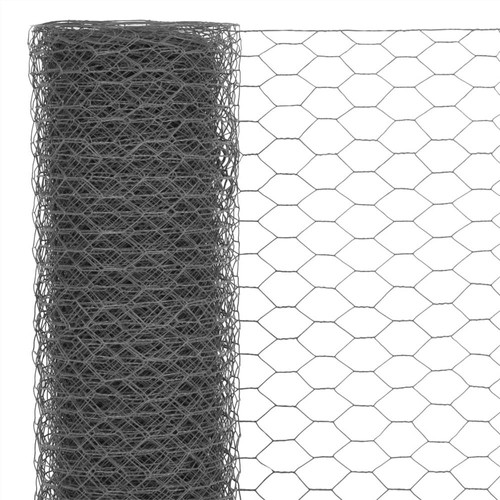 Maschendrahtzaun aus Stahl mit PVC-Beschichtung, 25 x 1,5 m, Grau