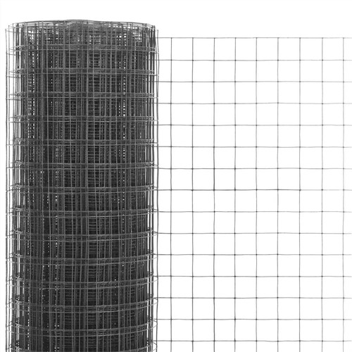 Maschendrahtzaun Stahl mit PVC-Beschichtung 25x1,5 m Grau