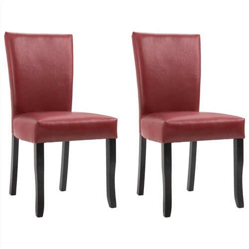 Red faux leather online dining chairs