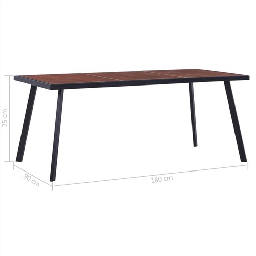 Dining Table Dark Wood and Black 180x90x75 cm MDF