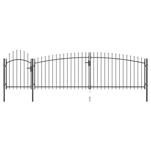 Garden Fence Gate with Spear Top 5x1.75 m Black