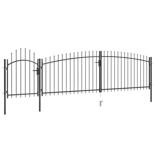 Garden Fence Gate with Spear Top 5x1.75 m Black