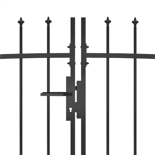 Garden Fence Gate with Spear Top 5x1.75 m Black