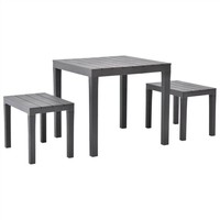 Garden Table with 2 Benches Plastic Brown