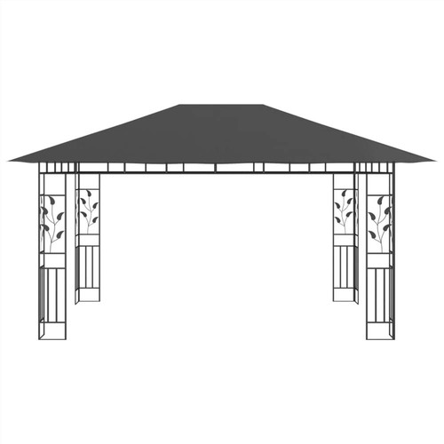Pavillon mit Moskitonetz 4x3x2,73m Anthrazit 180g/m²