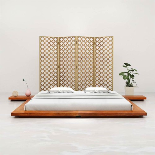 Japanese Futon Bed Frame Solid Acacia Wood 200x200 cm