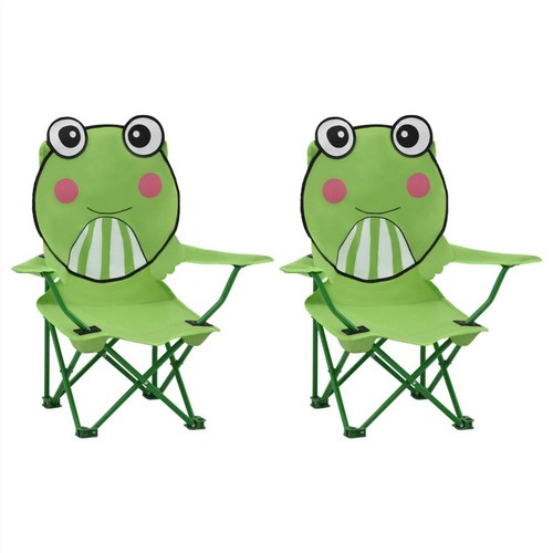Kids' Garden Chairs 2 pcs Green Fabric