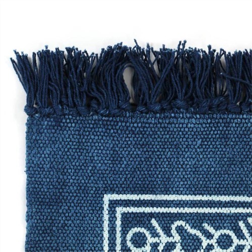 Kelim Teppich Baumwolle 160x230 cm mit Muster Blau