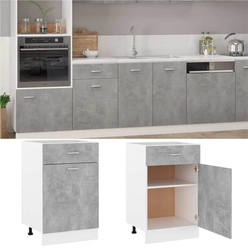Kitchen Cabinet Concrete Grey 50x46x81 5 Cm Chipboard Kitchen Cabinet Concrete Grey 50x46x81, Cement Grey Kitchen Cabinets