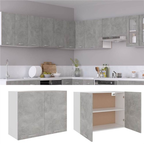 8 Piece Kitchen Cabinet Set Concrete Grey Chipboard