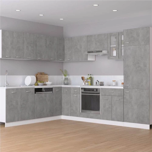 8 Piece Kitchen Cabinet Set Concrete Grey Chipboard