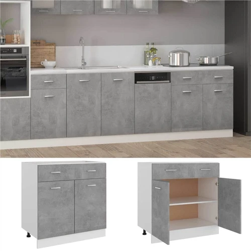 8 Piece Kitchen Cabinet Set Concrete Grey Chipboard