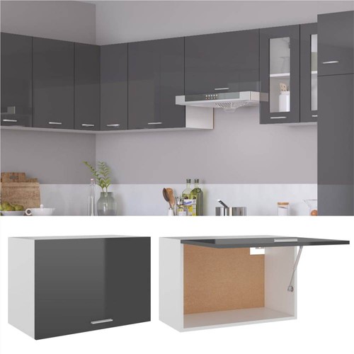 Free Standing Grey Gloss Kitchen Cabinets Cupboards Set 7 Units 240cm  2400mm