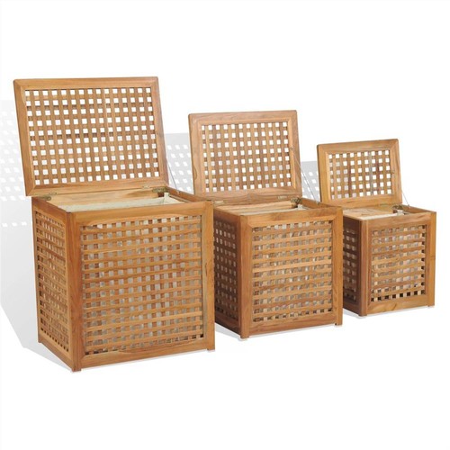 Laundry Box Set 3 Pieces Teak