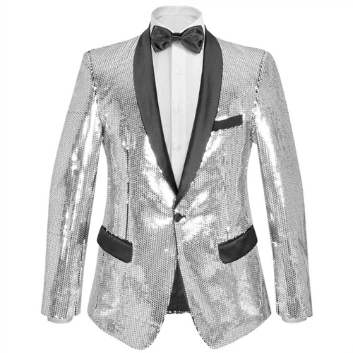 Mens silver sequin sale tuxedo jacket