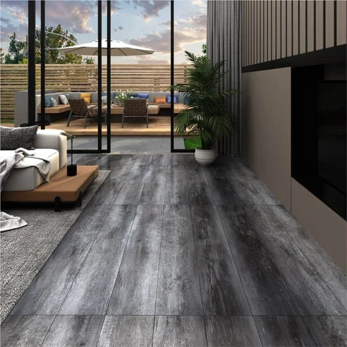 PVC Vinyl Flooring Planks Self Adhesive Shiny Grey Laminate Floor Home Tiles~ UK