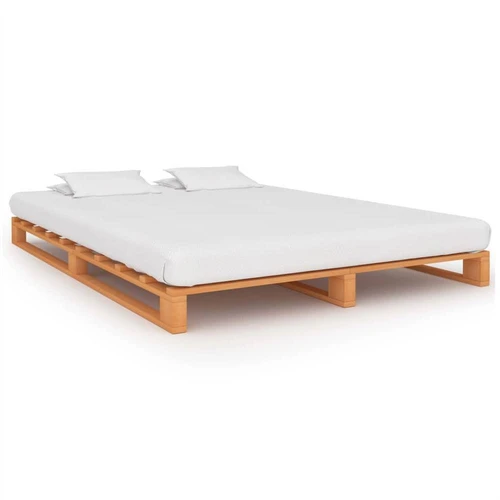 Pallet Bed Frame Brown Solid Pine Wood, Crate Bed Frame