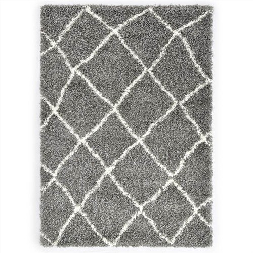 Rug Berber Shaggy PP Grey and Beige 160x230 cm