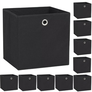 Storage Boxes 10 pcs Nonwoven Fabric 32x32x32 cm Black