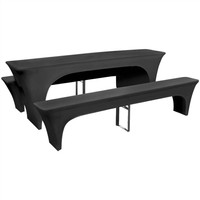 Three Piece Slipcover for Beer TableBenches Stretch Anthracite