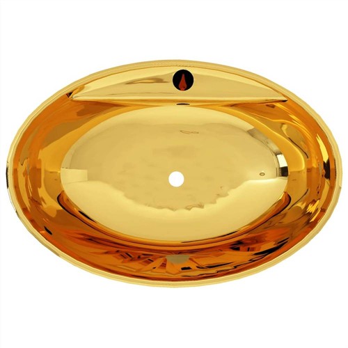 Waschbecken mit Überlauf 58,5x39x21 cm Keramik Gold