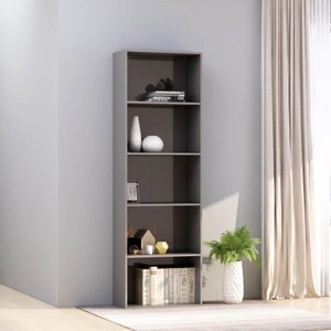 5Tier Book Cabinet High Gloss Grey 60x30x189 cm Chipboard