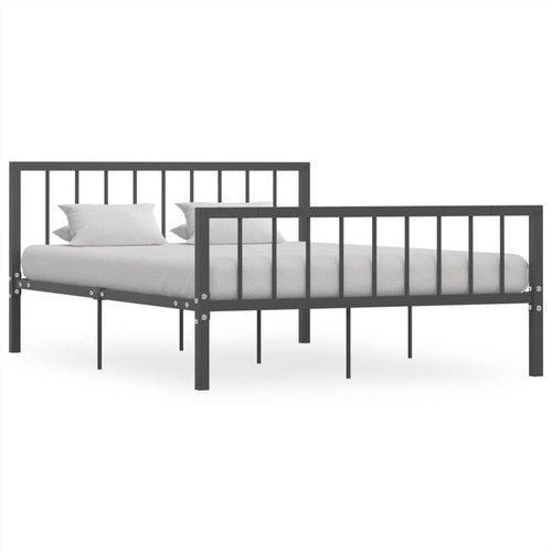 Bed Frame Grey Metal 140x200 cm