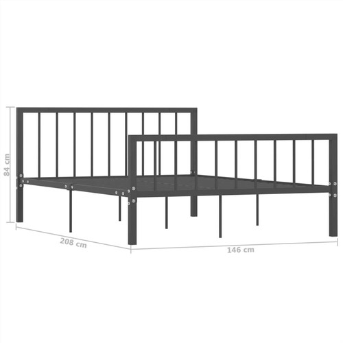 Bed Frame Grey Metal 140x200 cm