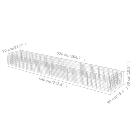 Gabion Raised Bed Galvanised Steel 540x90x50 cm