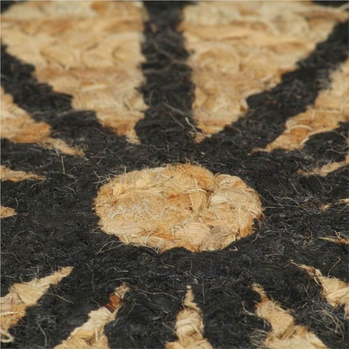 Handgefertigter Teppich aus Jute mit schwarzem Aufdruck, 120 cm