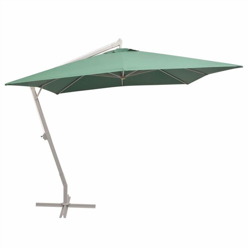 Hanging Parasol 300x300 cm Green Aluminium Pole