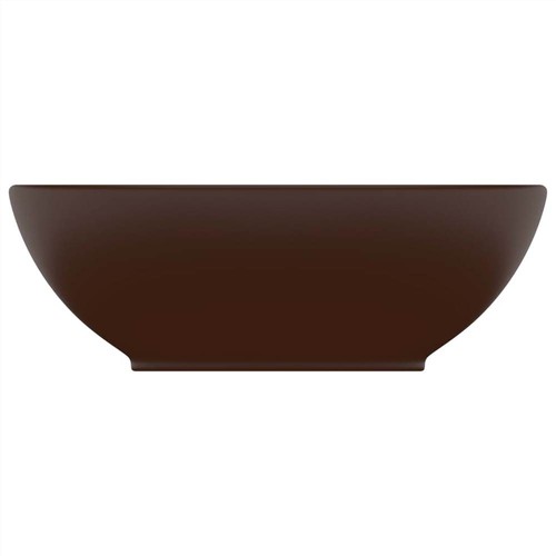 Luxusbecken Oval geformt Matt Dunkelbraun 40x33 cm Keramik