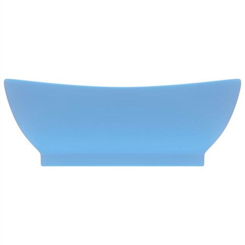 Luxuriöser Überlauf für Waschbecken, oval, matt, Hellblau, 58,5 x 39 cm, Keramik