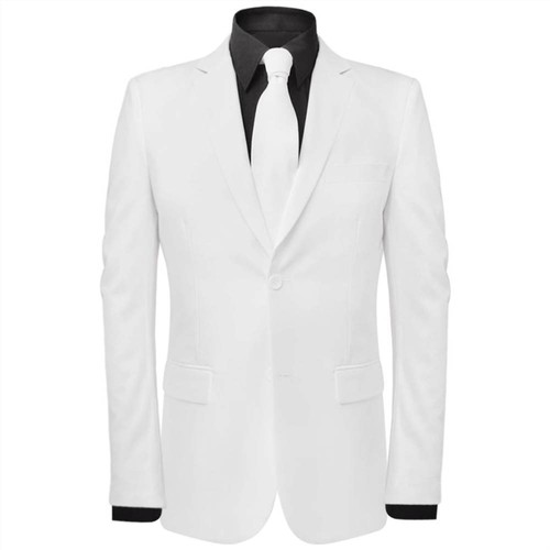 Men's Two Piece Suit with Tie White Size 46
