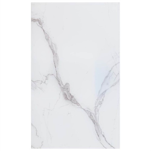 Table Top White Rectangular 100x62 cm Glass with Marble Texture