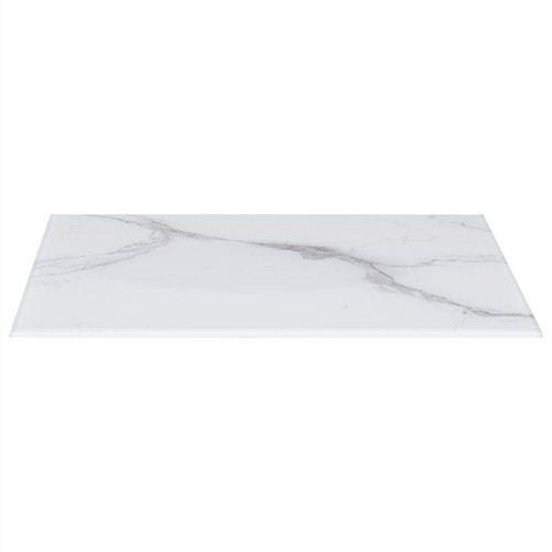 Table Top White Rectangular 100x62 cm Glass with Marble Texture