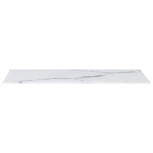 Table Top White Rectangular 100x62 cm Glass with Marble Texture