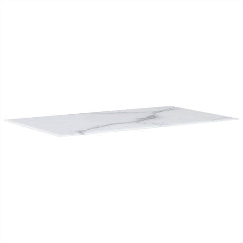 Table Top White Rectangular 100x62 cm Glass with Marble Texture