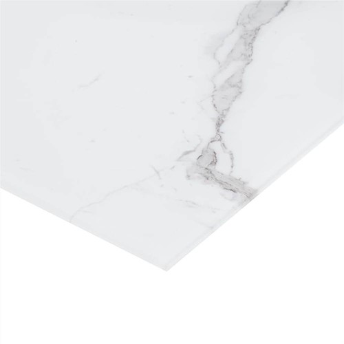 Table Top White Rectangular 100x62 cm Glass with Marble Texture