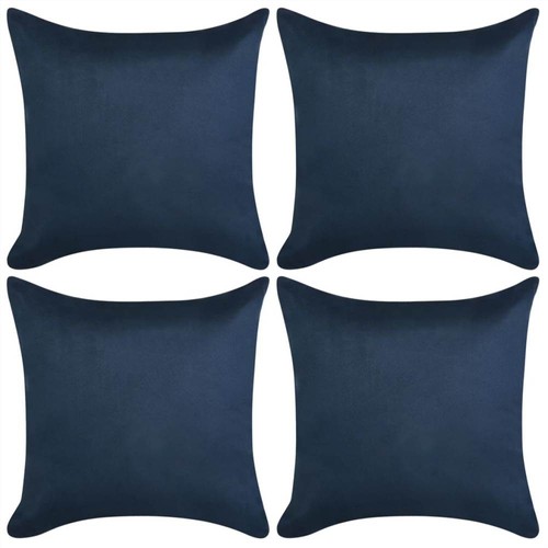 Cushion Covers 4 pcs 50x50 cm Polyester Faux Suede Navy