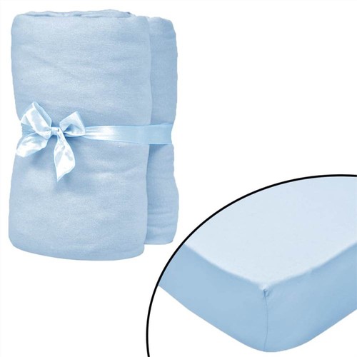 Fitted Sheets for Cots 4 pcs Cotton Jersey 40x80 cm Light Blue