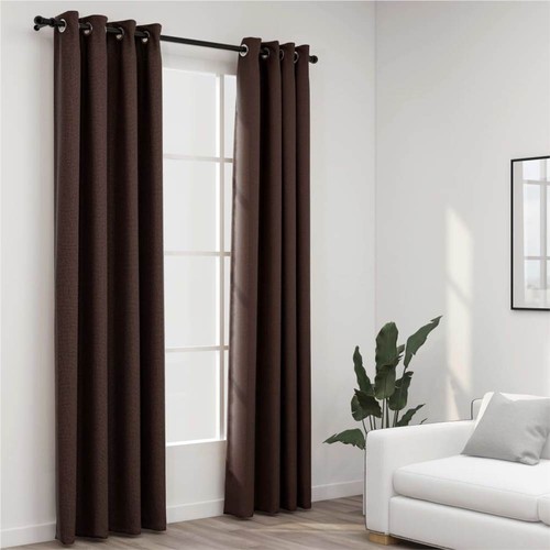 LinenLook Blackout Curtains with Grommets 2pcs Taupe 140x245cm