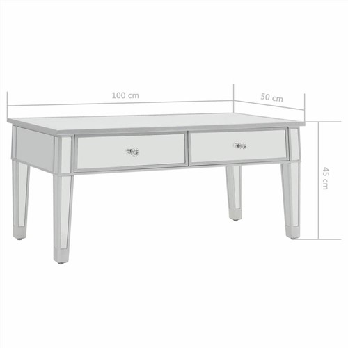 Mirrored Coffee Table MDF and Glass 100x50x45 cm