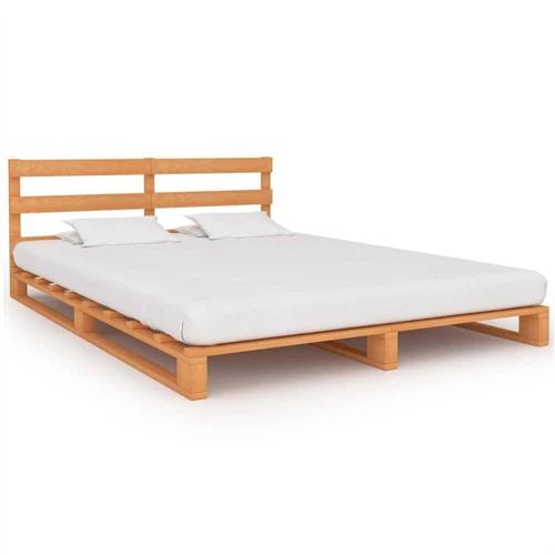 Pallet Bed Frame Brown Solid Pine Wood, Wood Pallet Bed Frame King