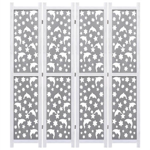 4Panel Room Divider Grey 140X165 Cm Solid Wood